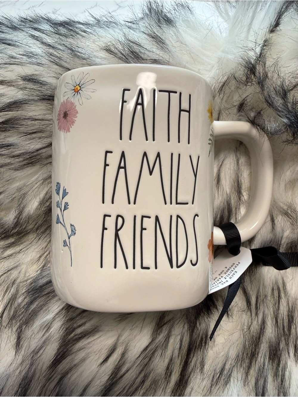 Rae Dunn  "Faith Family Friends" Cream Ceramic Coffee Mug.